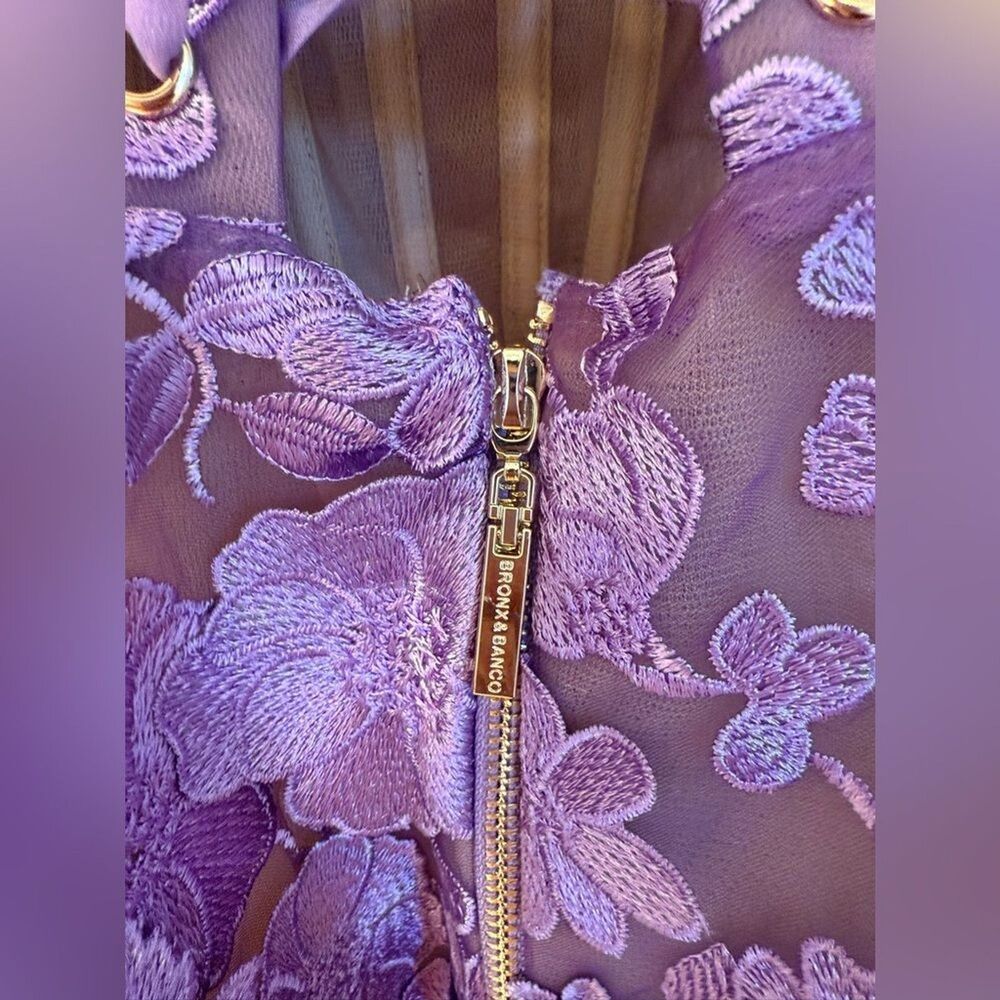 Bronx and Banco MINI DRESS JASMINE LILAC MARAYA lavender Floral Strapless - Picture 12 of 16